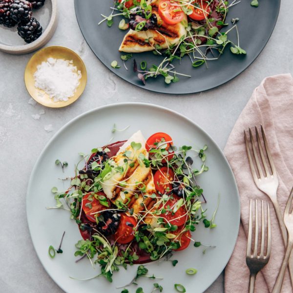 Grilled Halloumi Salad with Blackberry Dressing recipe image